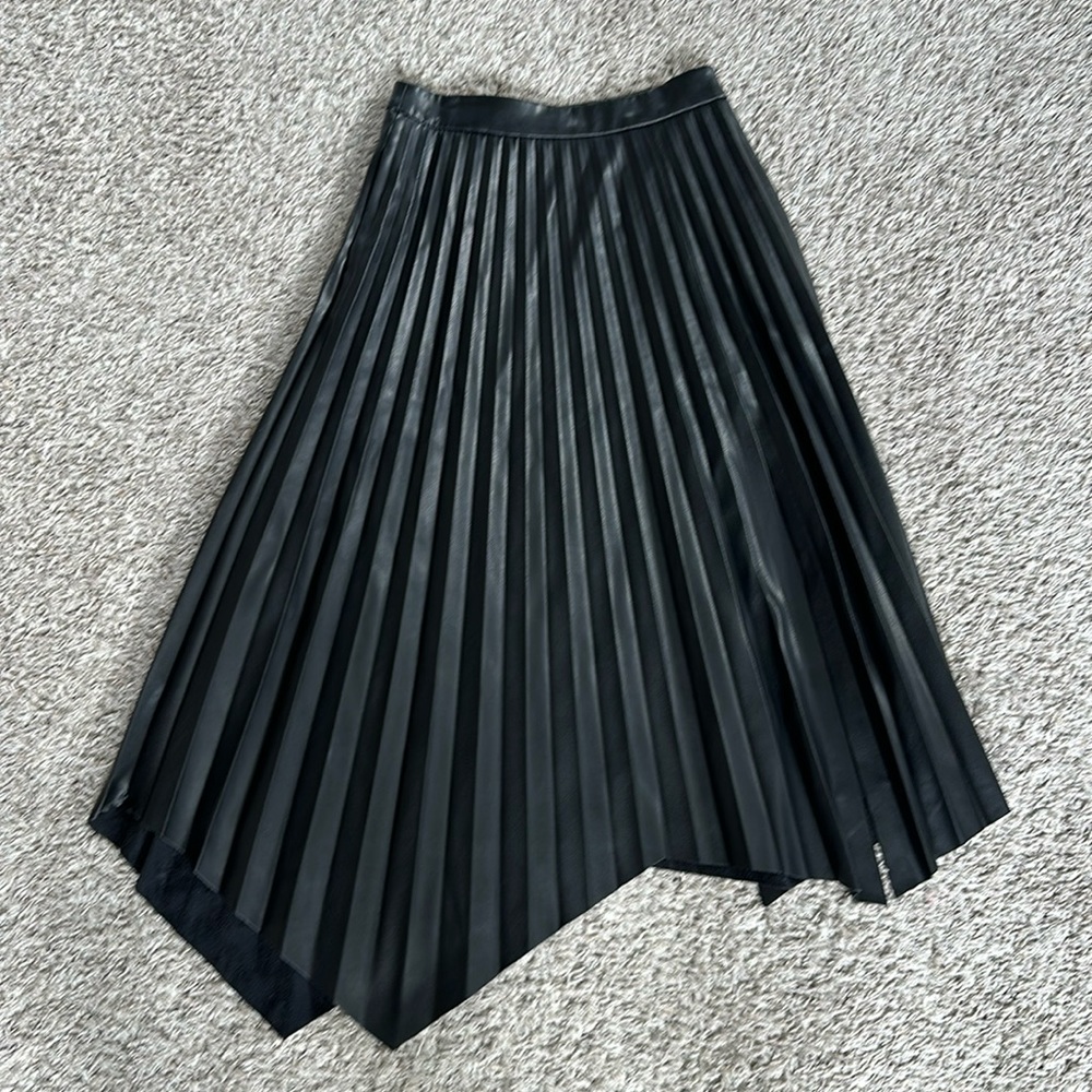 Faux leather midi skirt
